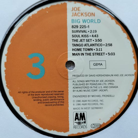 Joe Jackson - Big World (1986) 2XLP = als nieuw