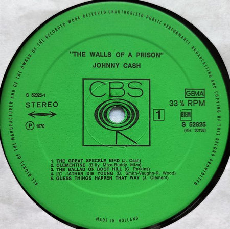Johnny Cash ‎– The Walls Of A Prison 1970 LP = in Nieuwstaat
