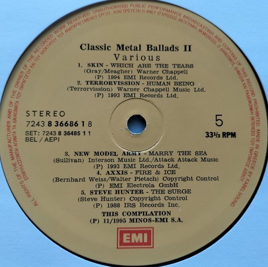 Classic Metal Ballads II (1995) 3xLP