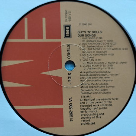 Guys 'n Dolls  – Our Songs (1980) LP = in Nieuwstaat