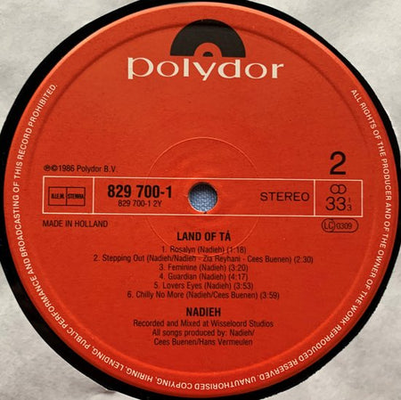 Nadieh – Land Of Tá 1986 LP  is in Nieuwstaat . Hoes zie Foto's