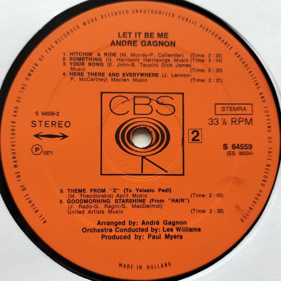 André Gagnon – Let It Be Me (1971) LP = als nieuw