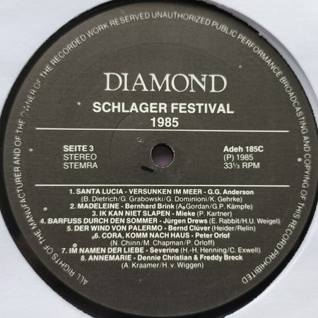 Harry Thomas Presenteert Schlagerfestival 1985 2XLP