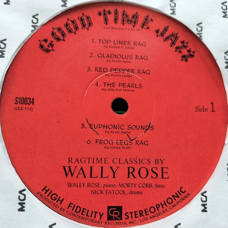 Wally Rose – Ragtime Classics(1960) LP= als nieuw