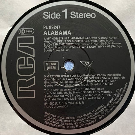 Alabama ‎– Alabama 1984 LP is in Nieuwstaat Hoes zie Foto's
