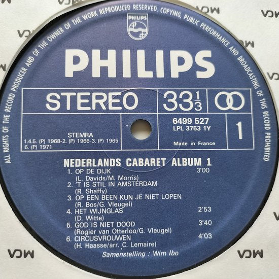 Nederlands Cabaret Album 1. 24 Liedjes Van Toen En Nu,(1973) 2XLP