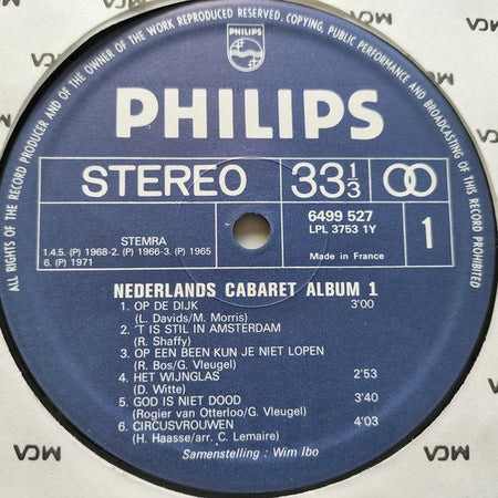 Nederlands Cabaret Album 1. 24 Liedjes Van Toen En Nu,(1973) 2XLP