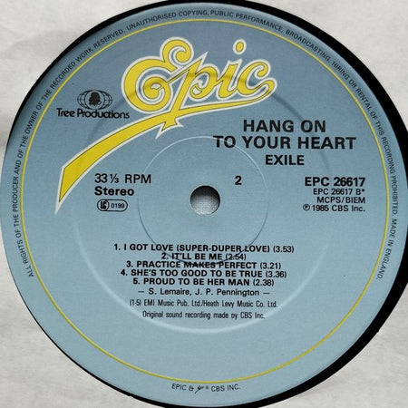 Exile - Hang on to Your Heart (1985) LP = in Nieuwstaat
