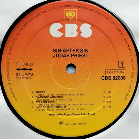 Judas Priest - Sin After Sin (1978) LP