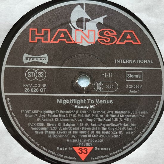 Boney M. ‎– Nightflight To Venus 1978 LP = in Nieuwstaat