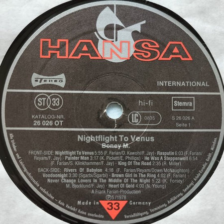 Boney M. ‎– Nightflight To Venus 1978 LP = in Nieuwstaat