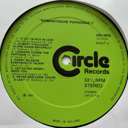 Romantische Popsongs 2 2XLP = als nieuw