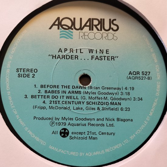 April Wine – Harder.....Faster (1979) LP