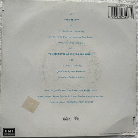Tina Turner – The Best (1989) Vinyl, 7", 45 RPM, Single, Stereo