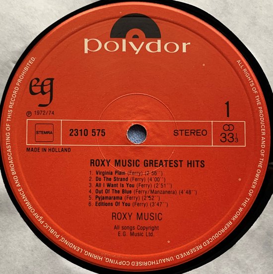 Roxy Music – Greatest Hits 1977 LP is in Nieuwstaat. Hoes zie Foto's