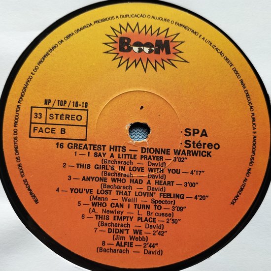 Dionne Warwicke  – 16 Greatest Hits ( 1976) LP = in Nieuwstaat