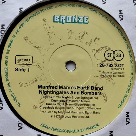 Manfred Mann's Earth Band - Nightingales & Bombers (1975) LP = als nieuw