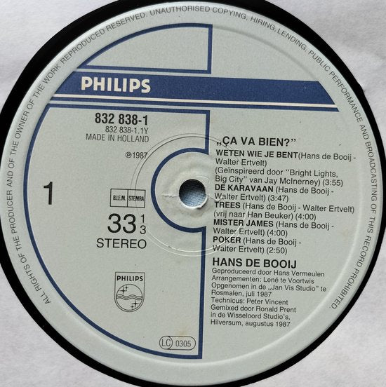 Hans de Booij - Ça Va Bien? (1987) LP