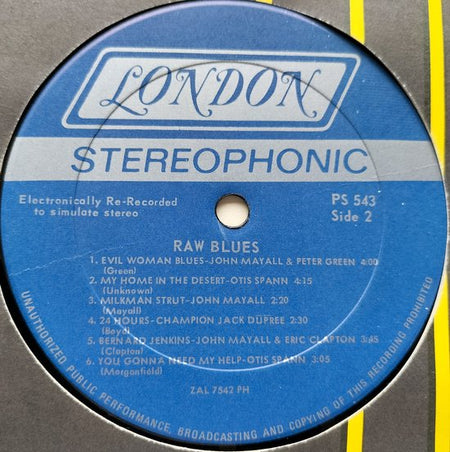 Various – Raw Blues (1967) LP