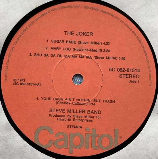 STEVE MILLER BAND THE JOKER 1973 LP Zeer lichte gebruikerssporen getest Hoes zie foto's