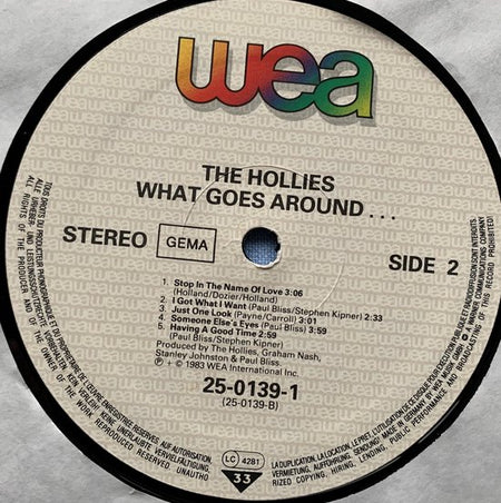 The Hollies ‎– What Goes Around 1983 LP