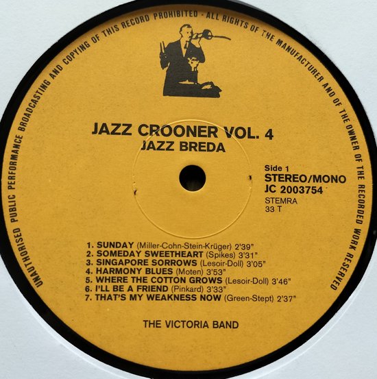 Victoria Band, Heebie Jeebie Jassband – The Original Dixieland / Breda Jazz (Jazz Crooner Volume 4) LP