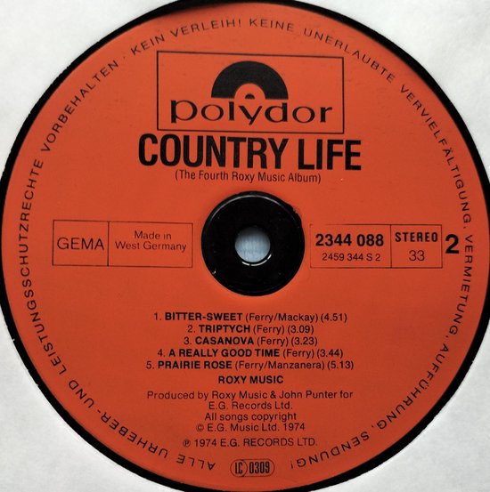 Roxy Music - Country Life (1974) LP = als nieuw