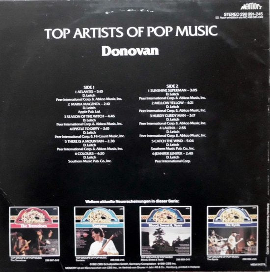 Top Artists Of Pop Music (LP)