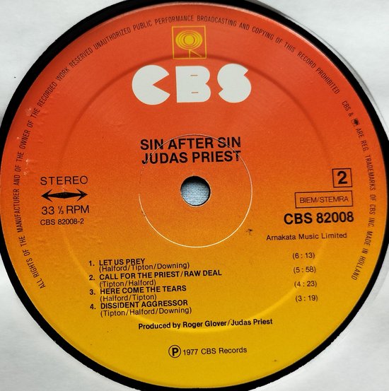 Judas Priest - Sin After Sin (1978) LP