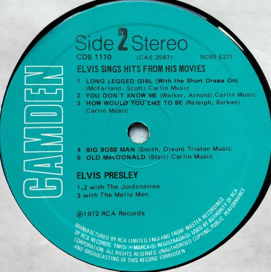 Elvis Presley ‎– Sings Hits From His Movies 1972 LP LP Tooltip Let op! Dit product is een LP. Hiervoor heb je een platenspeler nodig.