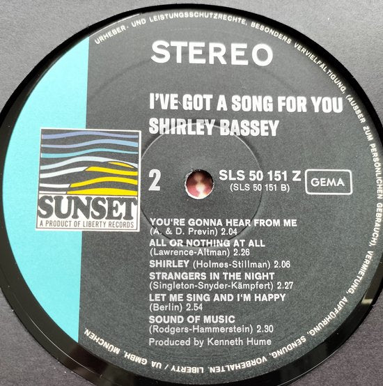 Shirley Bassey - I've Got a Song for You (1966) LP = als nieuw