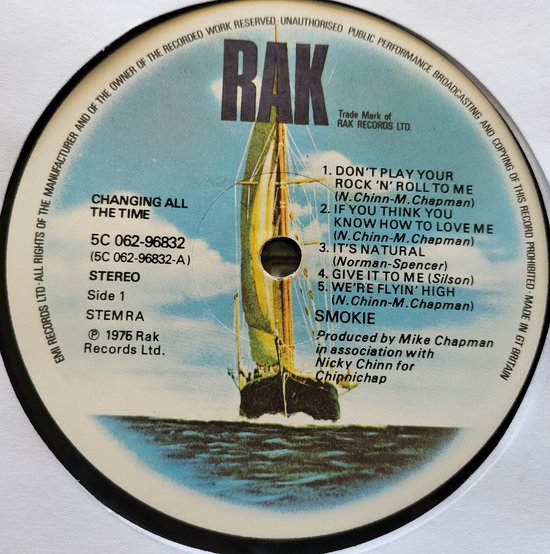 Smokey - Changing All the Time (1975) LP = als nieuw