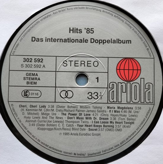 Hits 85 • Das Internationale Doppelalbum (1985) 2XLP zijn als nieuw