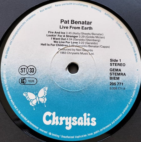 Pat Benatar - Live from Earth (1983) LP = als nieuw