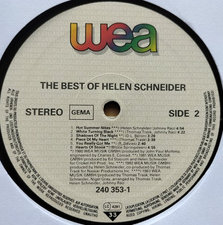 Helen Schneider – The Best Of Helen Schneider (1984) LP