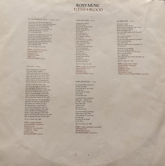Roxy Music - Flesh + Blood (1980) LP