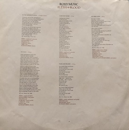 Roxy Music - Flesh + Blood (1980) LP