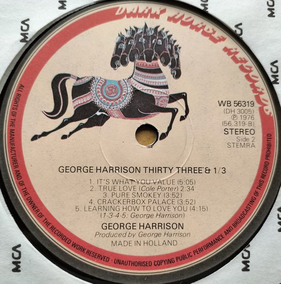 George Harrison - Thirty Three & 1/3 (1976) LP