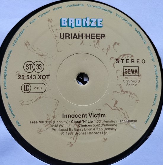 Uriah Heep - Innocent Victim (1977) LP = als nieuw