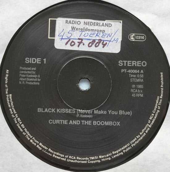 Curtie And The Boombox – Black Kisses (Never Make You Blue) (Extended Version)  Vinyl, 12", 45 RPM LP