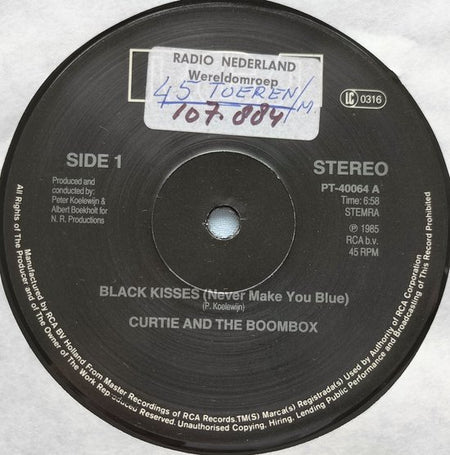 Curtie And The Boombox – Black Kisses (Never Make You Blue) (Extended Version)  Vinyl, 12", 45 RPM LP