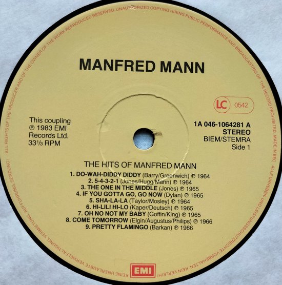 Manfred Mann – The Hits Of Manfred Mann 1983 LP = in Nieuwstaat