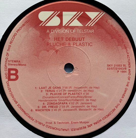 Pluche & Plastic – Het Debuut 1984 LP is in Nieuwstaat. Hoes zie Foto's
