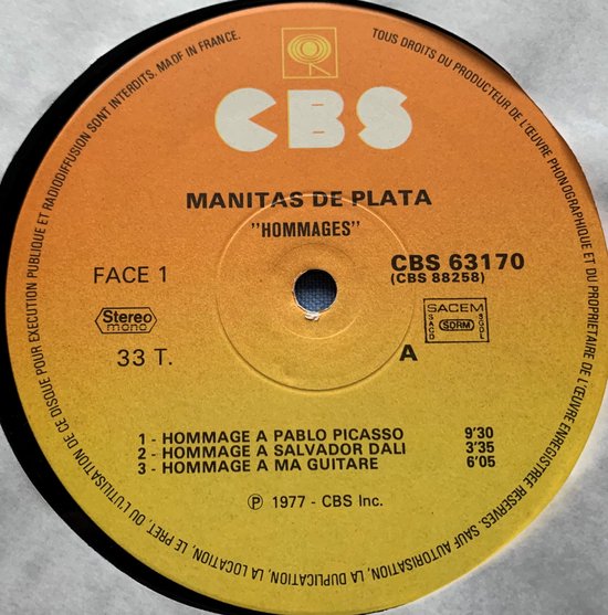 Manitas De Plata ‎– Picasso, Guerre, Amour Et Paix + Hommages 1976 LP is in Nieuwstaat.
