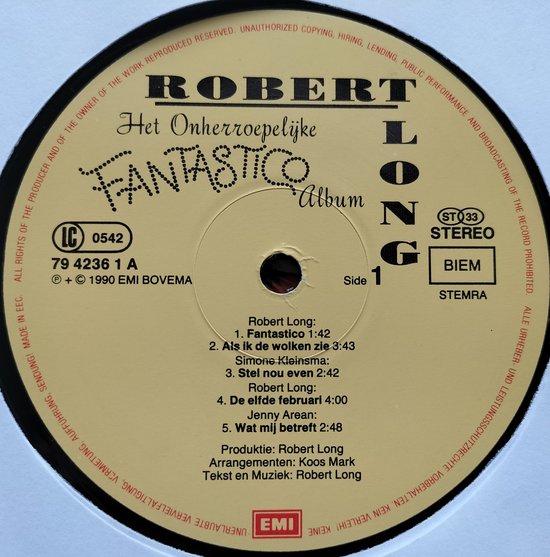 Robert Long – Het Onherroepelijke Fantastico Album LP (collect item)