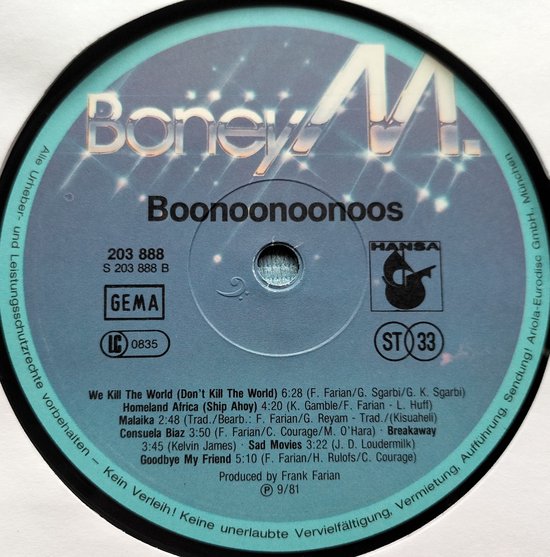 Boney M. - Boonoonoonoos (1981) LP = als nieuw