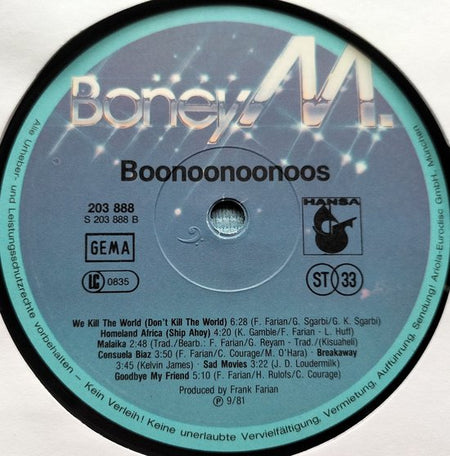 Boney M. - Boonoonoonoos (1981) LP = als nieuw