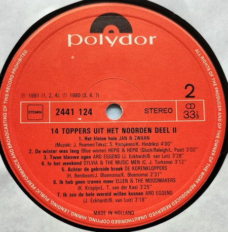 14 Toppers Uit Het Noorden Deel 2 (1981) LP