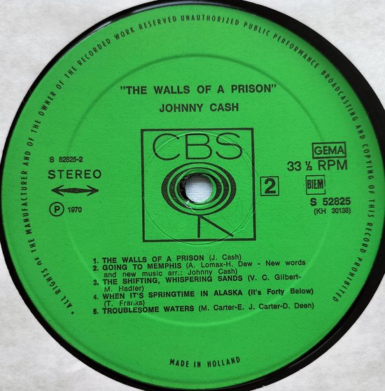 Johnny Cash ‎– The Walls Of A Prison 1970 LP = in Nieuwstaat