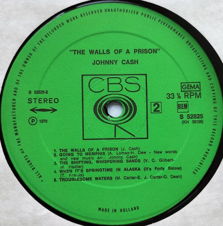 Johnny Cash ‎– The Walls Of A Prison 1970 LP = in Nieuwstaat